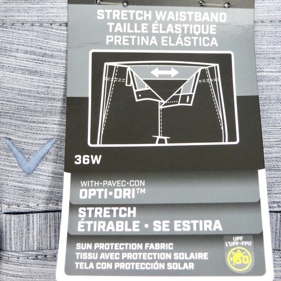 NEW! Callaway Opti-Dri Stretch UPF 50 Sun Protect Golf Shorts Gray SZ 36 - Picture 5 of 6